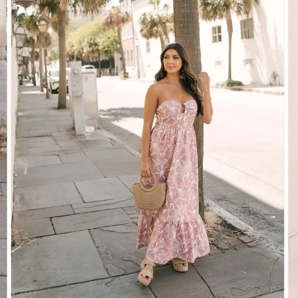 Pink Strapless Maxi Dress
